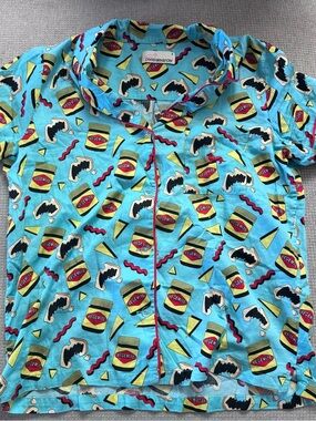 Peter Alexander Turquoise Vegemite Print Short Sleeve Top and shorts set Small